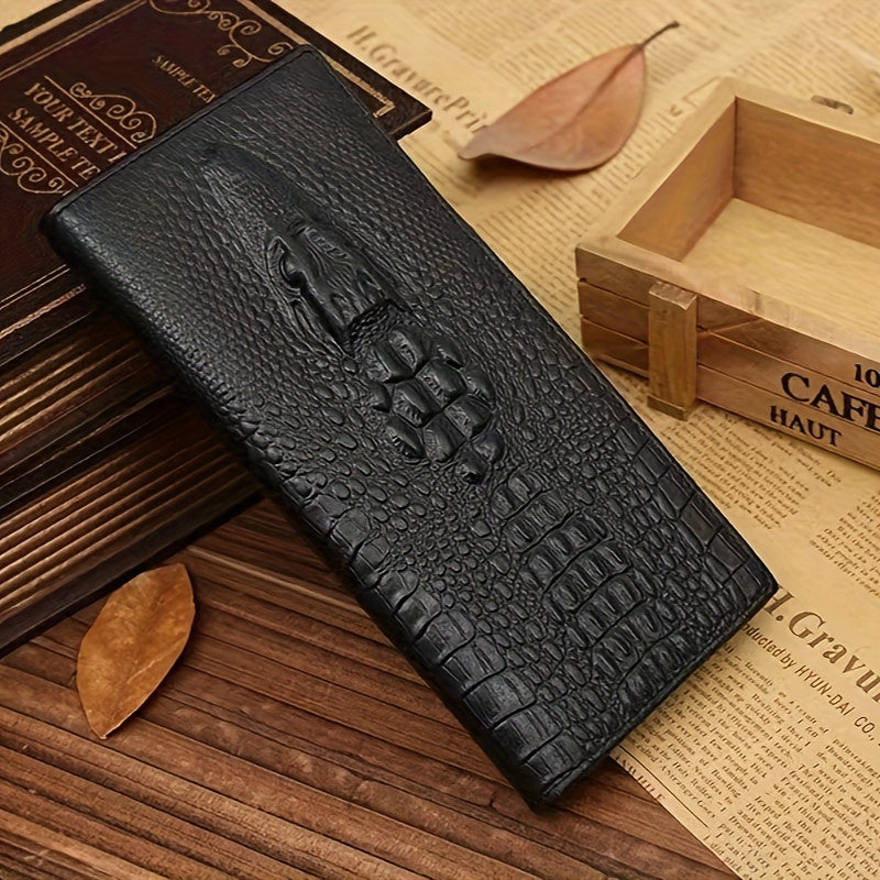 1pc Faux Leather Retro Clutch Bag, Classic Trendy Three-Fold Long Wallet