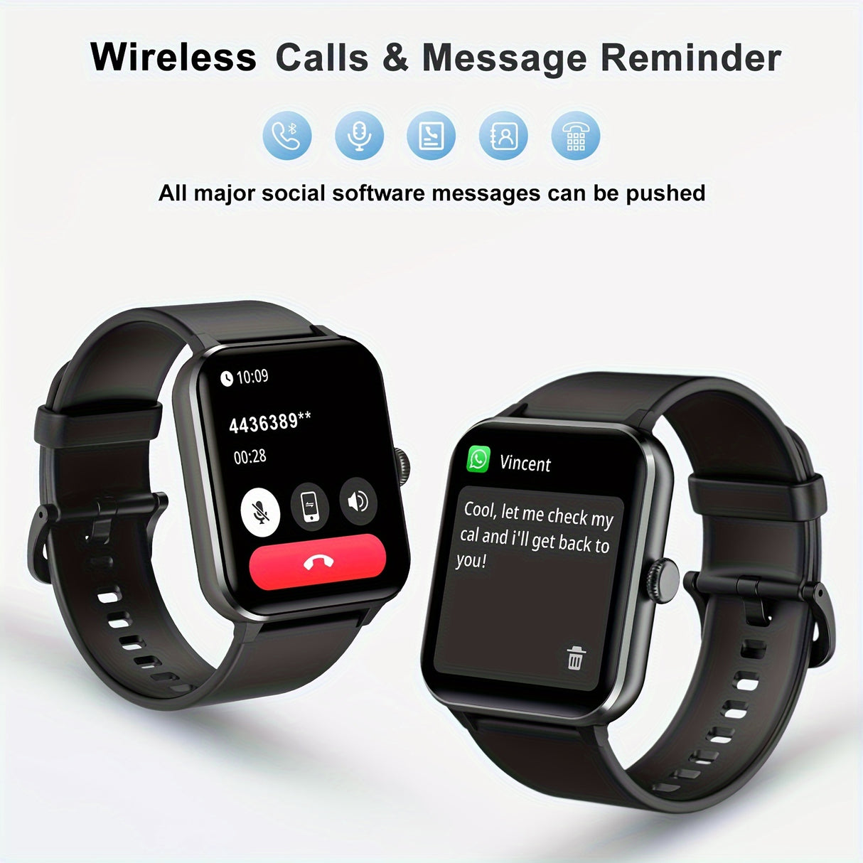 Smart Watch (Answer/Make Call), 1.85" Smart Watches for Men Women Waterproof, 100+ Sport Modes, Fitness Activity Tracker, Health Sleep Monitor, Pedometer, Smartwatch for Android iOS