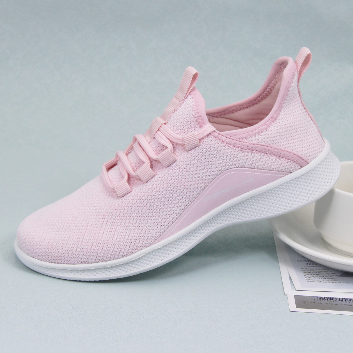Women's Casual Slip-on Sneakers, Lightweight Lace Up Running Shoes, Knitted Low Top Sneakers