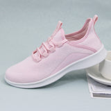 Women's Casual Slip-on Sneakers, Lightweight Lace Up Running Shoes, Knitted Low Top Sneakers