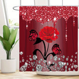 1/3/4pcs Diamond Butterfly Rose Pattern Shower Curtain Set - Waterproof, Non-Slip, Decorative Bathroom Essentials with Bath Mat, Toilet Cover Pad, U-Shaped Mat, and Hooks - Complete Home Bathroom Decor Solution