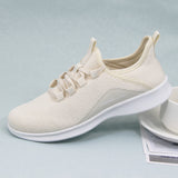 Women's Casual Slip-on Sneakers, Lightweight Lace Up Running Shoes, Knitted Low Top Sneakers