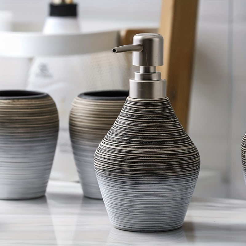 5pcs Ceramic Bathroom Set: Includes Lotion Dispenser, Toothbrush Holder, Soap Dish & More - Elegant Home Decor, Toothbrush Cup