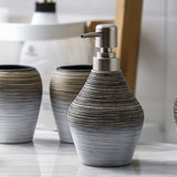5pcs Ceramic Bathroom Set: Includes Lotion Dispenser, Toothbrush Holder, Soap Dish & More - Elegant Home Decor, Toothbrush Cup