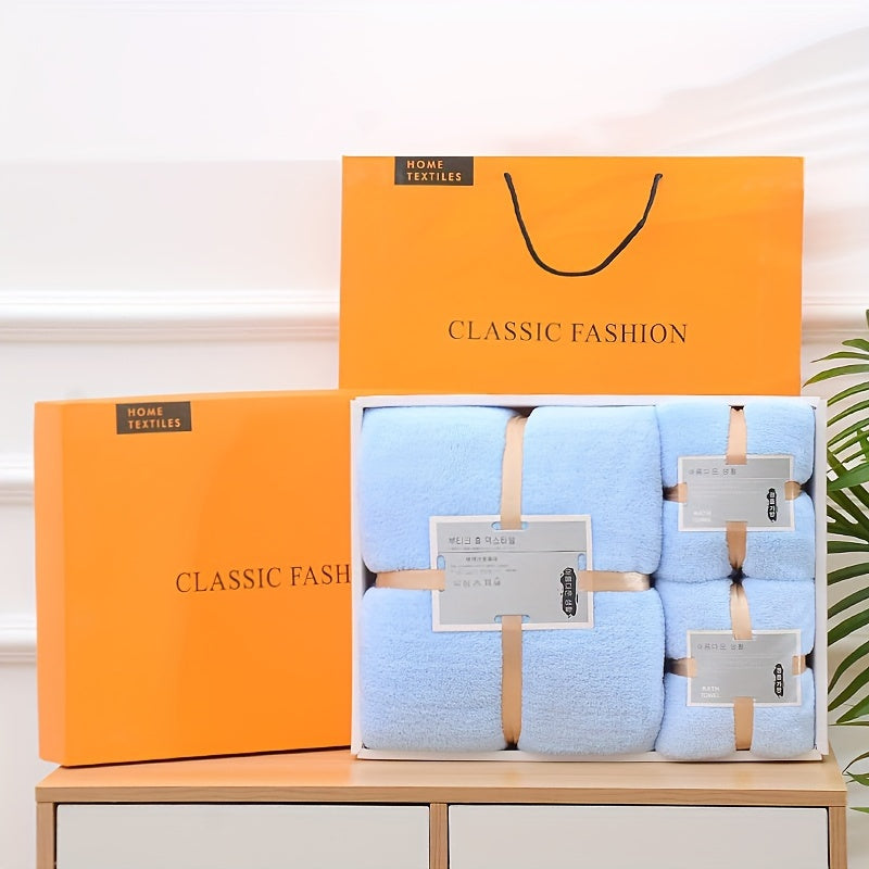3pcs Bath Towel Set, Bath Towel + Two Towels, Coral Fleece Bath Towel With Two Matching Towels, Luxury High-Density Fabric, Home Gift Box Set For Bathroom Essentials