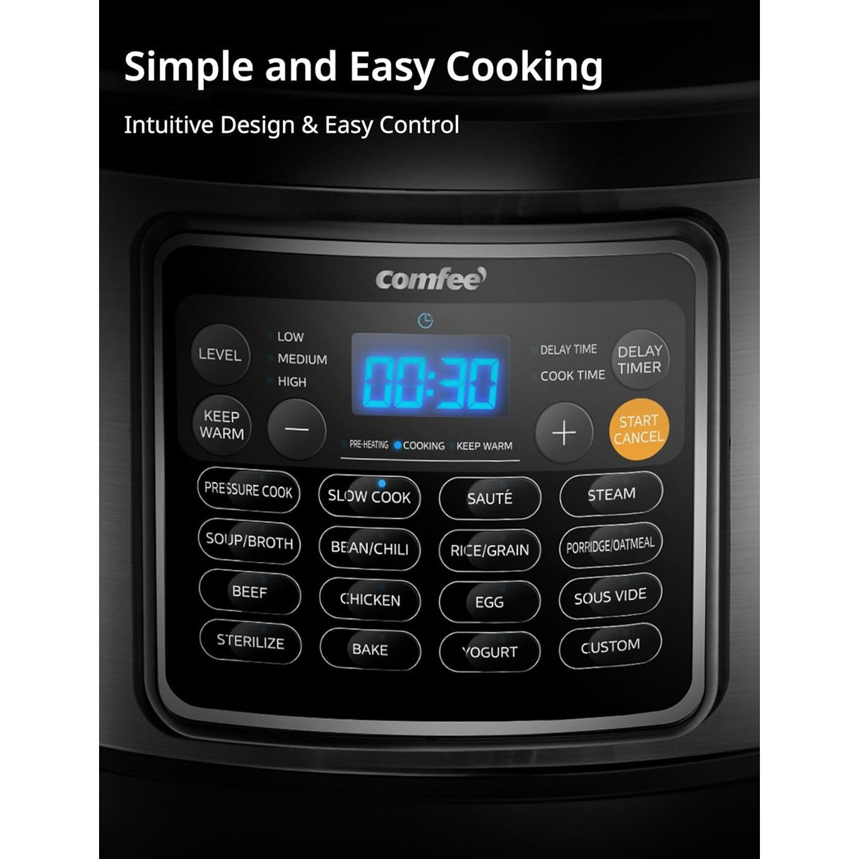 COMFEE 16 in 1 Electric Pressure Cooker Instant Multi Cooker Olla de Presion Non-Stick Pot Yogurt Maker Rice Cooker Slow Cooker Saut Steamer 8 Quarts Stainless Steel