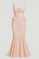 Women's Pink Tank Top & Lace Long Mermaid Skirt Set